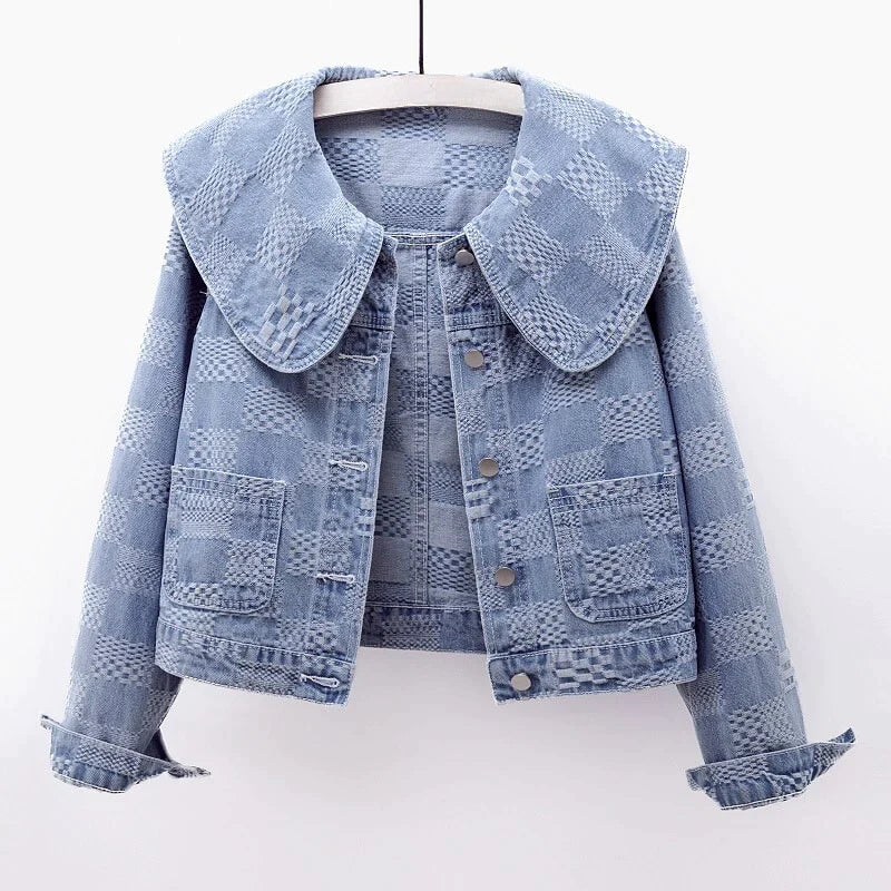 Denim-Jacke mit großem Kragen