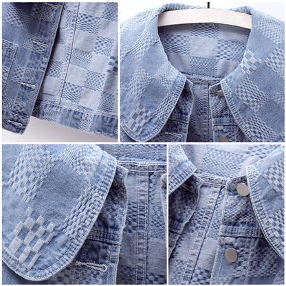 Denim-Jacke mit großem Kragen