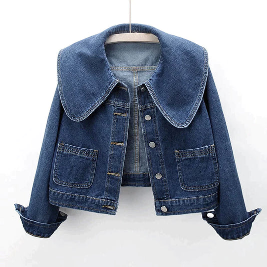 Denim-Jacke mit großem Kragen