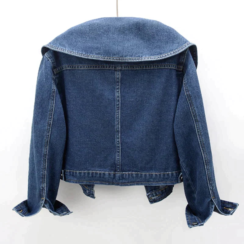 Denim-Jacke mit großem Kragen