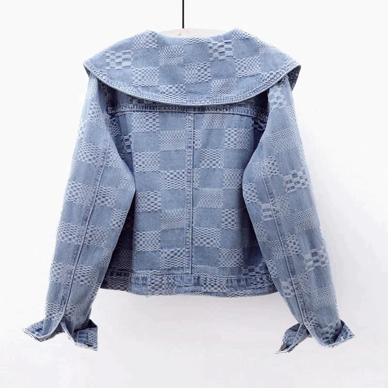 Denim-Jacke mit großem Kragen