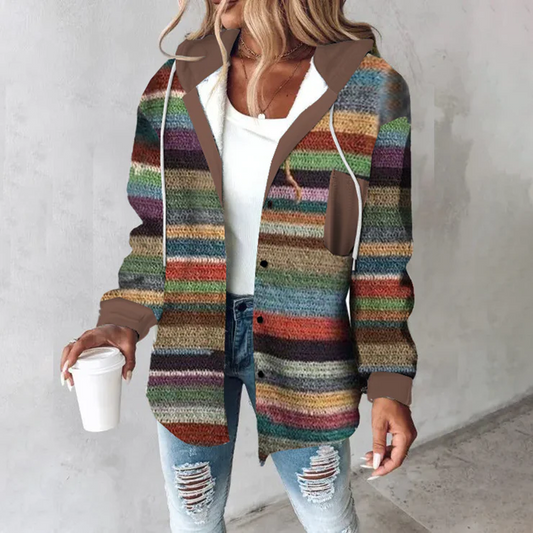 Classy Print Hoodie Outerwear