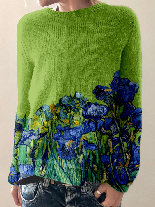 Kunstinspirierter grafischer Iris-Pullover aus edlem Material